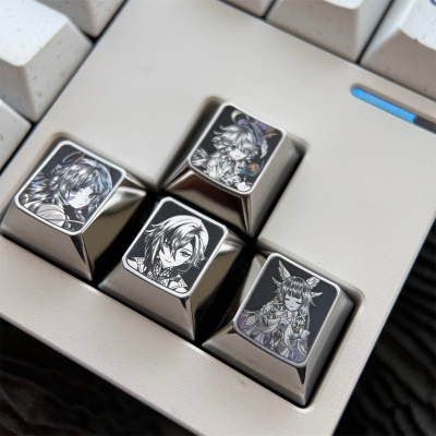 4-in-1 Arrow Keys Titanium Alloy Artisan Keycaps Precision Pointillism for Mechanical Keyboard -Furina Arlecchino Citlali